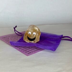 Gemstone Emoji Citrine Smiling Face One of Kind Natural Stone W/Gift Bag & Info